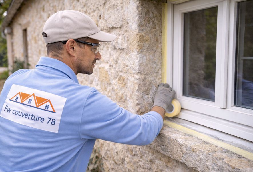 Préparation et finitions ravalement de façade - Couvreur 78